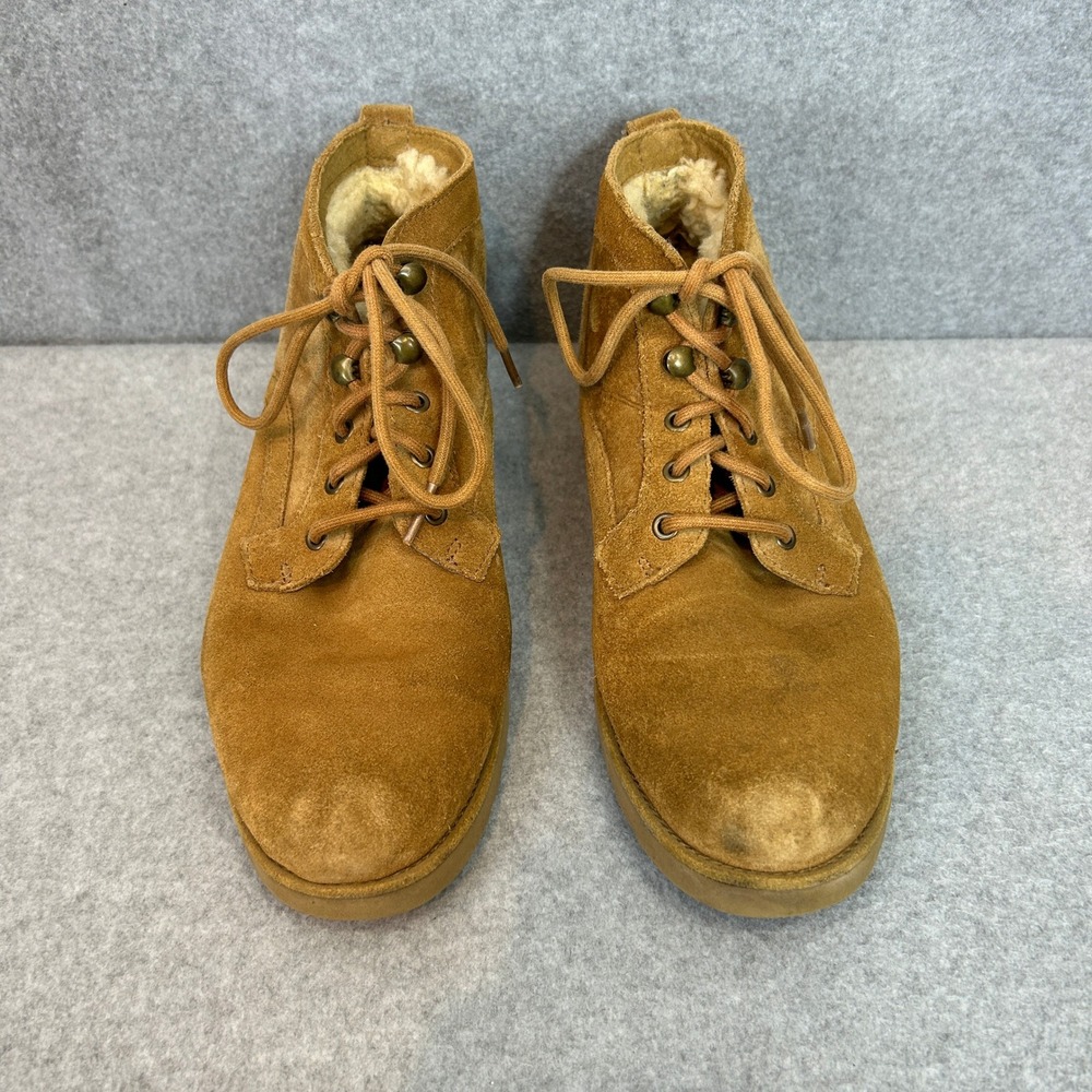 UGG Bethany Neumel Boots Chestnut Brown Suede Shearling Lace Up Women Size 9 - Picture 3 of 12